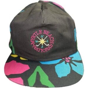 VTG Derby Cap Myrtle Beach National‎ Golf Hat Tropical Floral Print Made In USA
